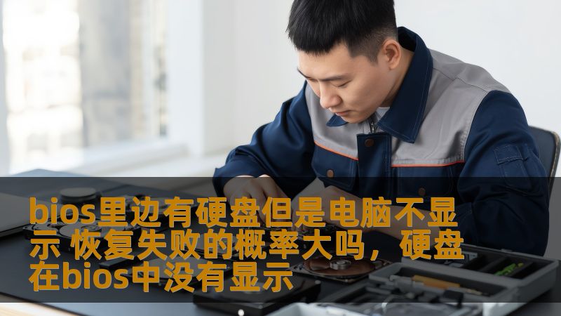 bios里边有硬盘但是电脑不显示 恢复失败的概率大吗，硬盘在bios中没有显示