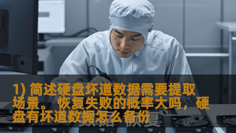 1) 简述硬盘坏道数据需要提取场景。 恢复失败的概率大吗，硬盘有坏道数据怎么备份