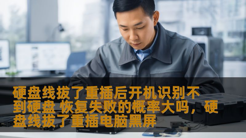 硬盘线拔了重插后开机识别不到硬盘 恢复失败的概率大吗,硬盘线拔了重插电脑黑屏 硬盘线拔了重插后开机识别不到硬盘 恢复失败的概率大吗,硬盘线拔了重插电脑黑屏