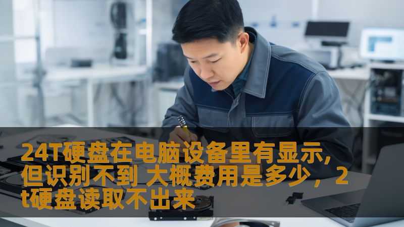 24T硬盘在电脑设备里有显示,但识别不到 大概费用是多少，2t硬盘读取不出来