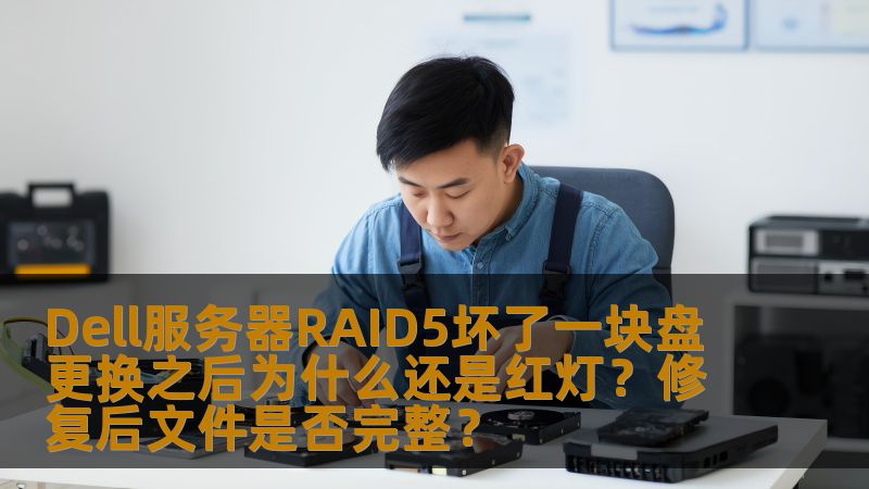 Dell服务器RAID5坏了一块盘更换之后为什么还是红灯？修复后文件是否完整？
