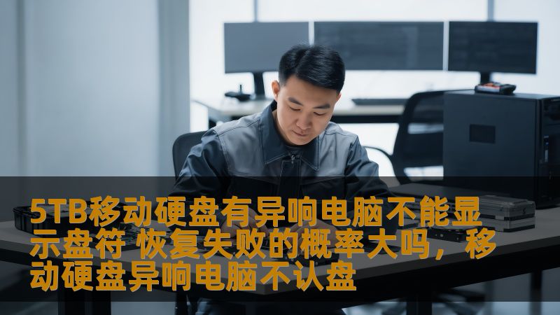5TB移动硬盘有异响电脑不能显示盘符 恢复失败的概率大吗，移动硬盘异响电脑不认盘