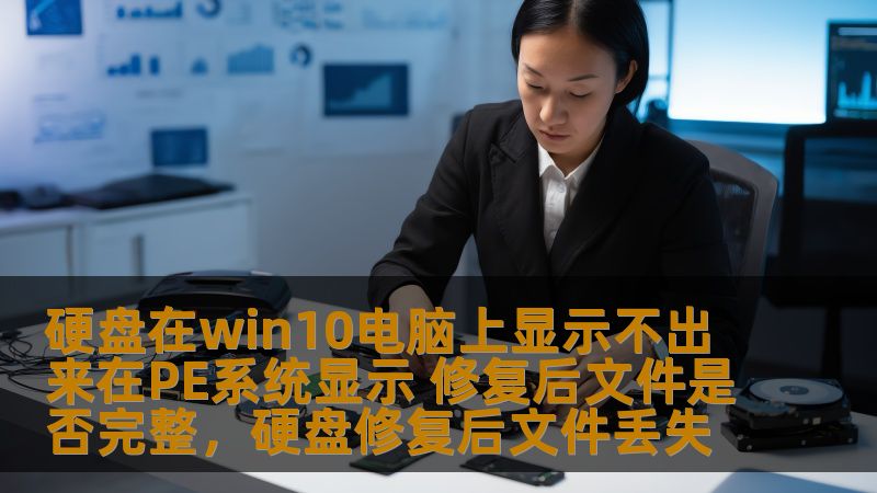 硬盘在win10电脑上显示不出来在PE系统显示 修复后文件是否完整，硬盘修复后文件丢失