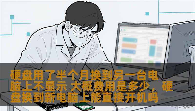 硬盘用了半个月换到另一台电脑上不显示 大概费用是多少，硬盘换到新电脑上能直接开机吗