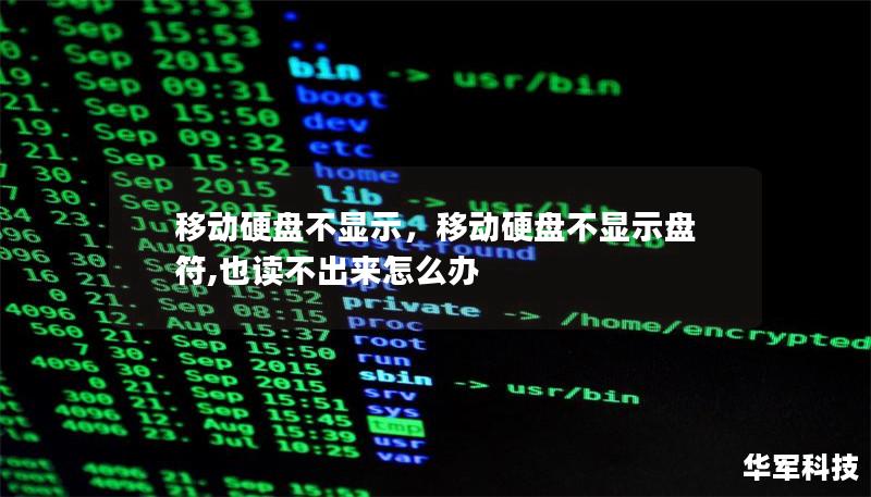 文章大纲        H1：移动硬盘不显示的原因及解决方法    H2：移动硬盘不显示常见问题概述            H3：移动硬盘无法识别的常见症状        H3：移动硬盘不显示的主要原因        H2：硬件问题：移动硬盘不显示的物理故障            H3：USB接口或数据线问题        H3：硬盘电源问题        H3：硬盘损坏或坏道问题        ...